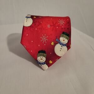 John Ashford 100% silk red Snowmen Christmas neck tie